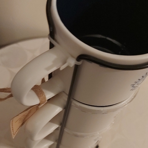 Stackable White and Blue Evil Eye Mug Set With Metal Stand - Picture 8 of 8